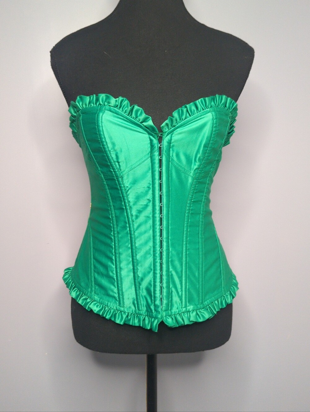 Y2K Victoria's Secret Green Satin Overbust Corset Top - Size S